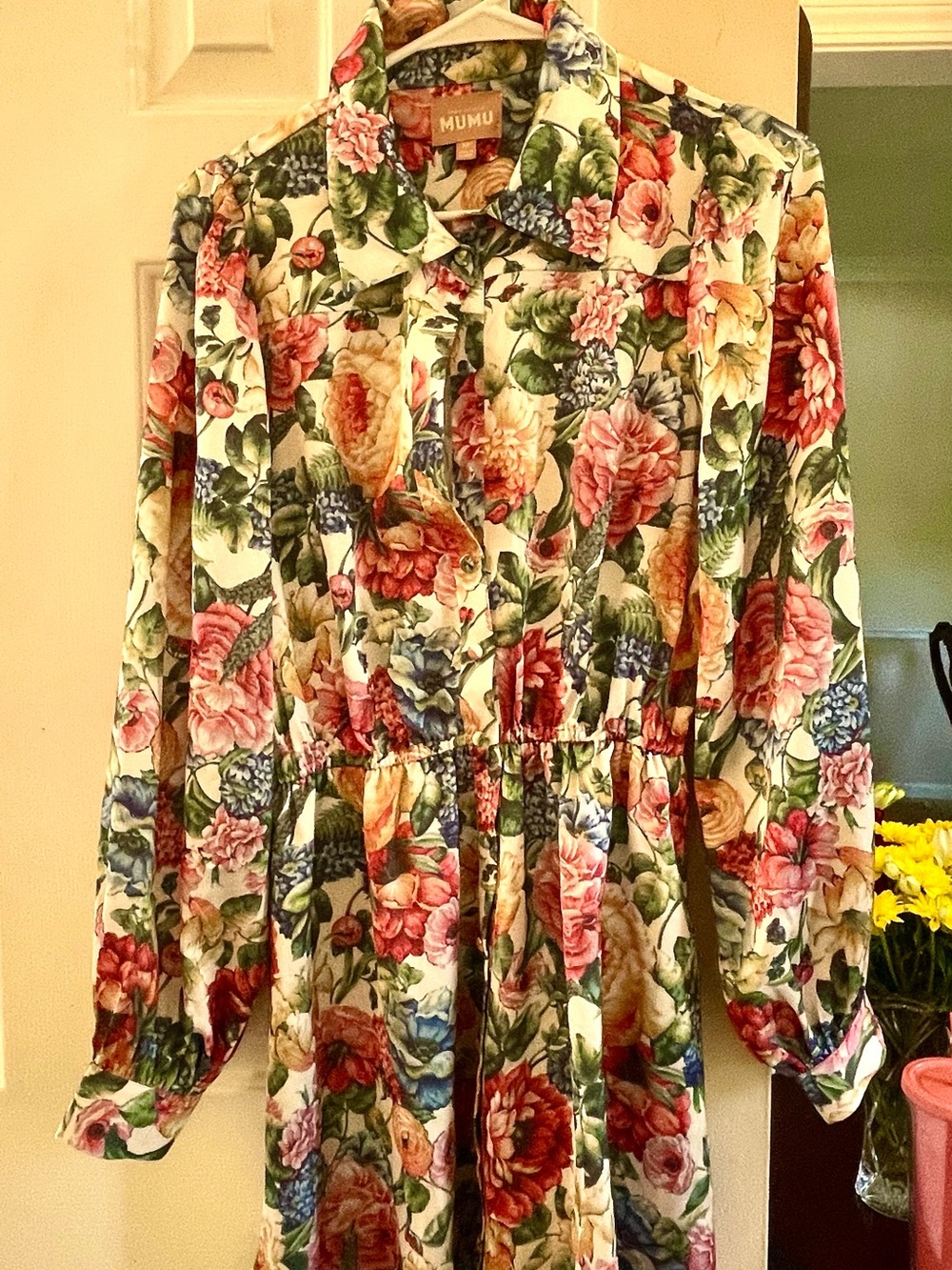 Show Me Your MuMu Floral Button-Up Tunic in Cream, Pink, Green, Blue